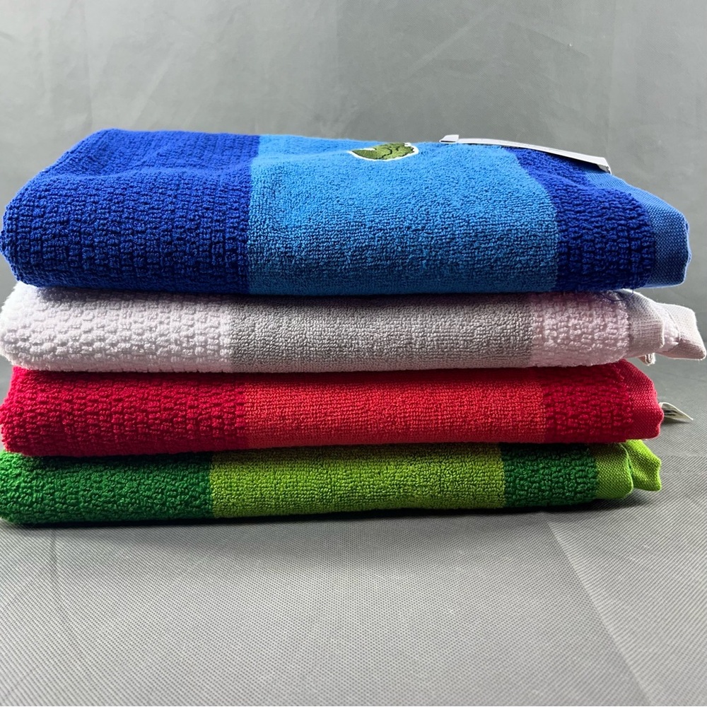 NWT Lacoste Color Block Bath Towel Pick Your Color 100% Cotton